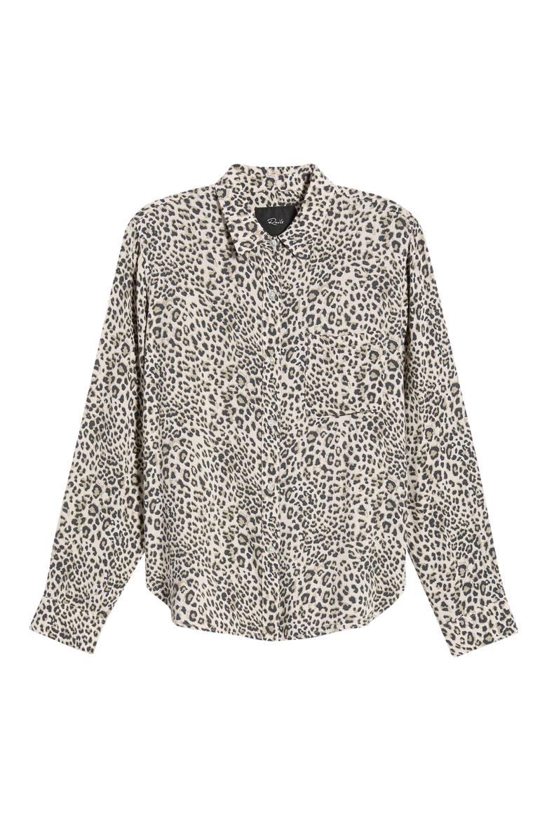 Josephine Leopard Print Button-Up Shirt, Alternate, color, ECRU CHEETAH