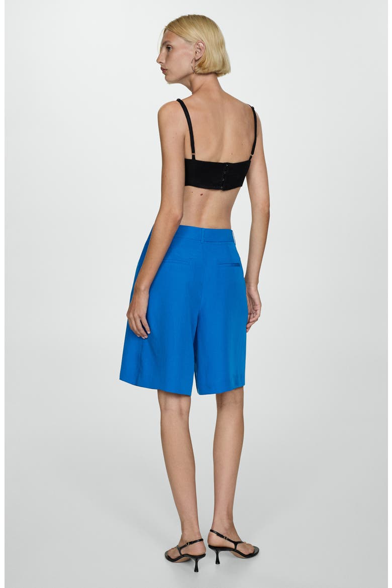 Pleated Bermuda Shorts, Alternate, color, BLUE