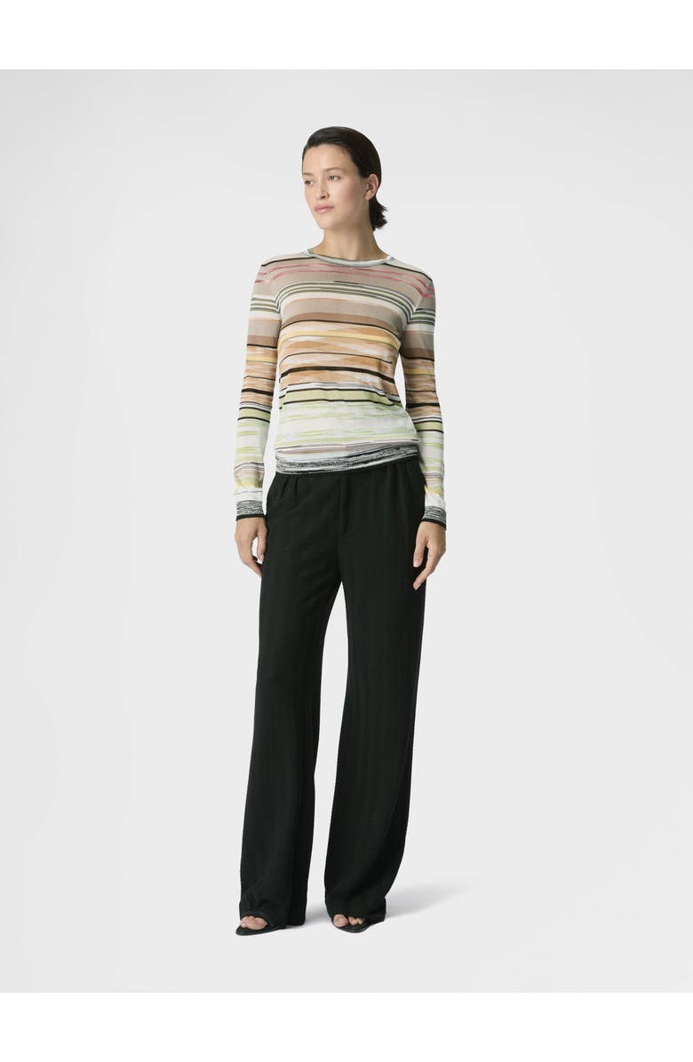 Missoni Striped Flame Viscose Crewneck Sweater, Alternate, color, Green& Brown