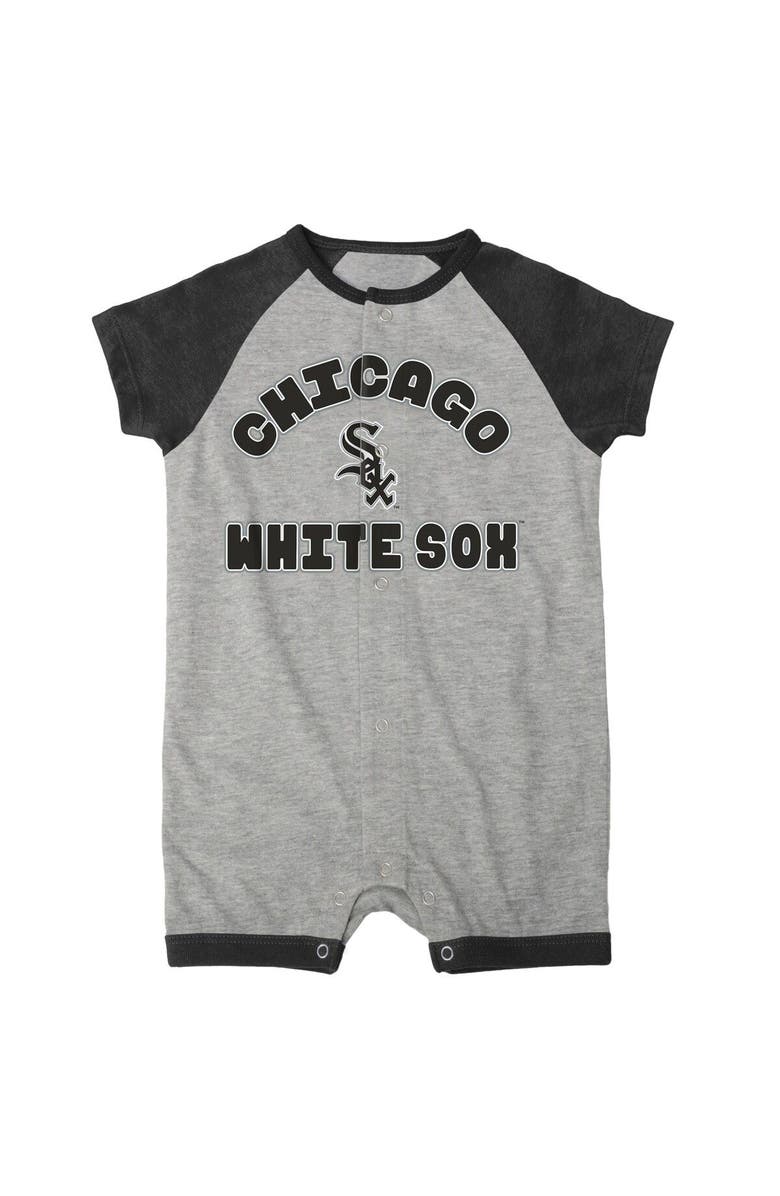Outerstuff Infant  Heather Gray Chicago White Sox Extra Base Hit Raglan Full-Snap Romper, Alternate, color, Heather Gray