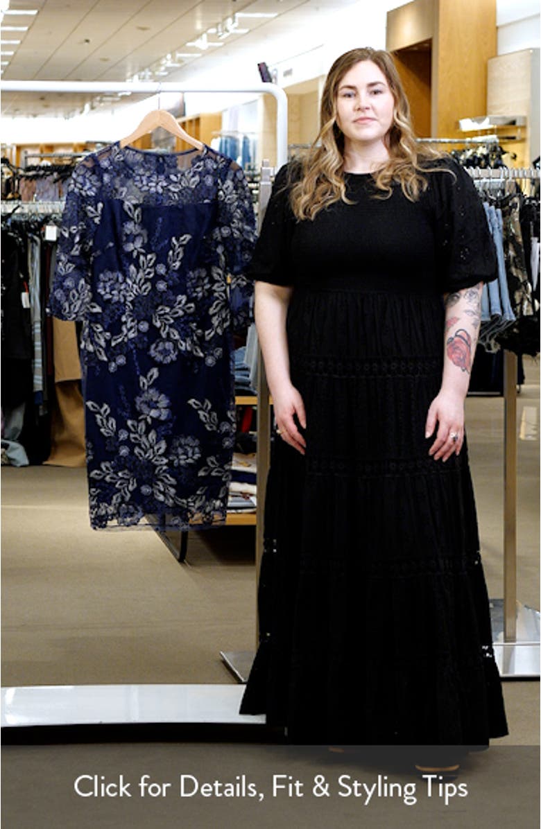 Metallic Floral Embroidered Sheath Dress, sales video thumbnail