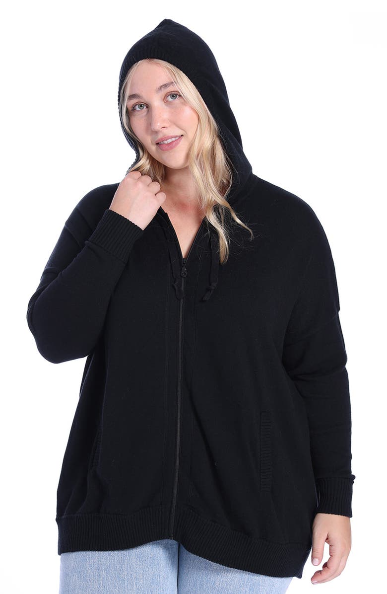 MINNIE ROSE Cashmere Zip Hoodie Jacket, Alternate, color, Black