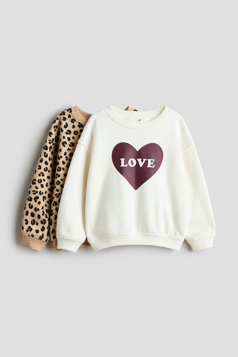 2-pack Printed Brushed-inside Sweatshirts