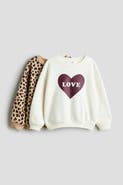 H&M 2-pack Printed Brushed-inside Sweatshirts