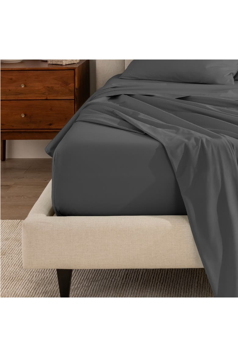 100% Organic Cotton Percale Sheet Set - Split King, Alternate, color, Grey