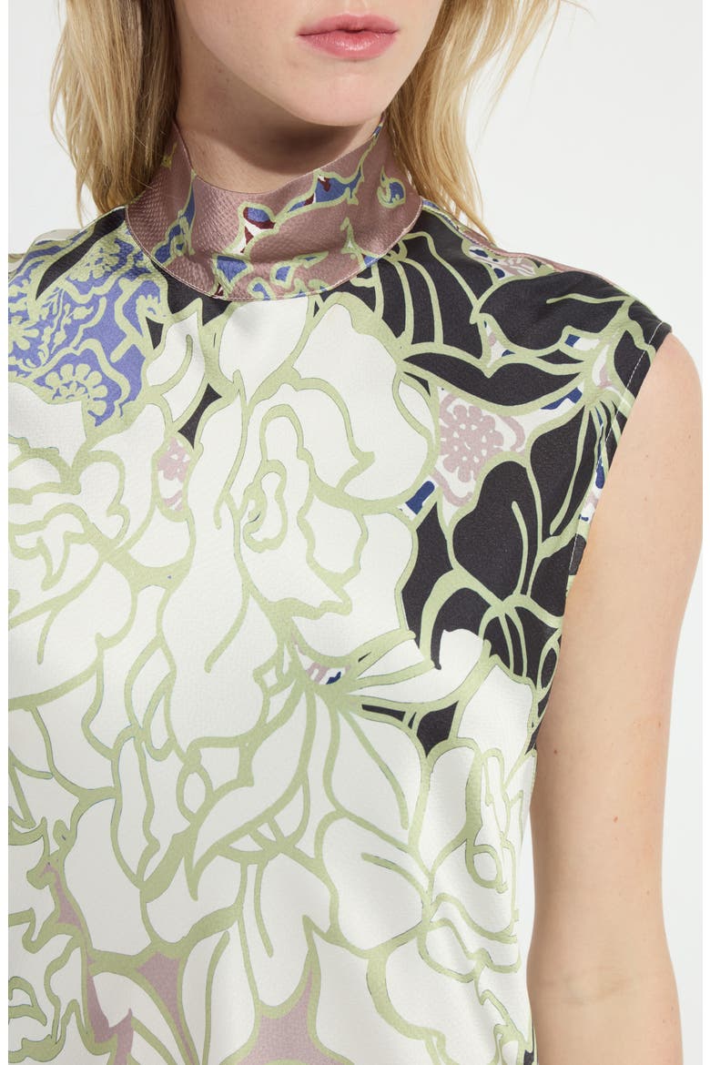 Flora Mock Neck Bias Cut Midi Dress, Alternate, color, ANTIQUE GARDEN