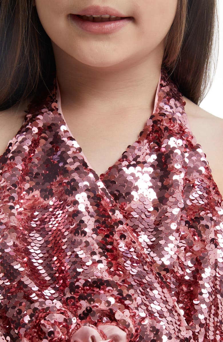 Bardot Junior Kids' Azalea Sequin Halter Party Dress, Alternate, color, 