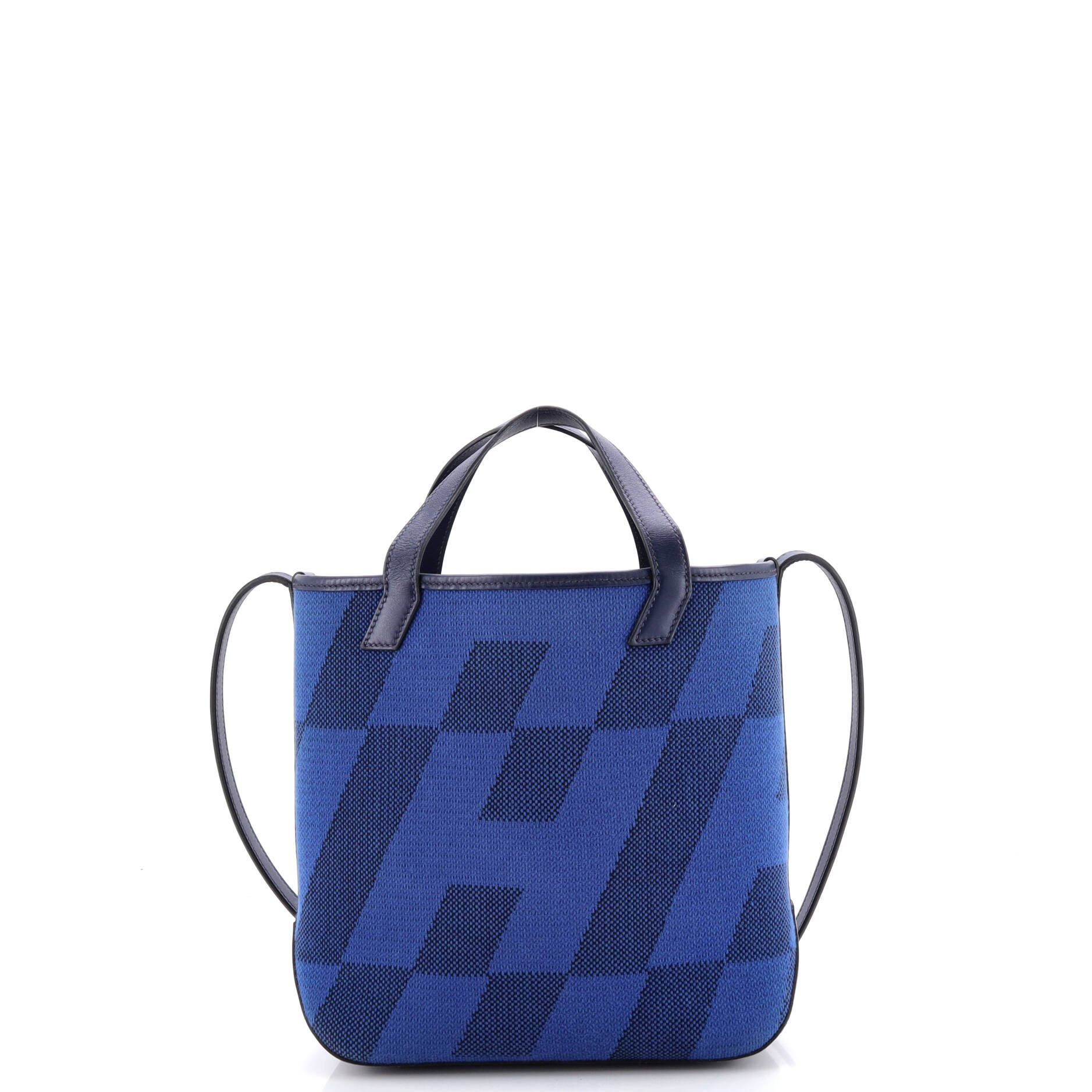 Cabas H en Biais Tote Canvas with Leather 27, Alternate, color, Blue