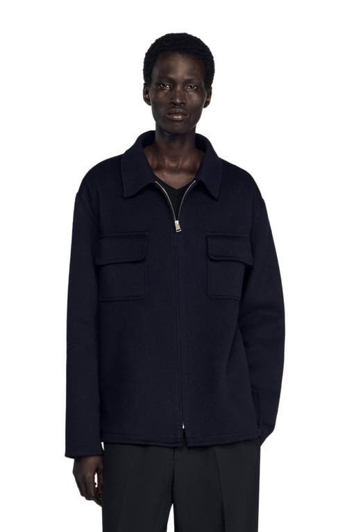 Sandro Zipped Overshirt In Black