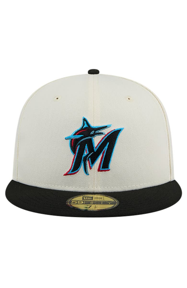 New Era Men's New Era Cream Miami Marlins Chrome 59FIFTY Fitted Hat, Alternate, color, Cream