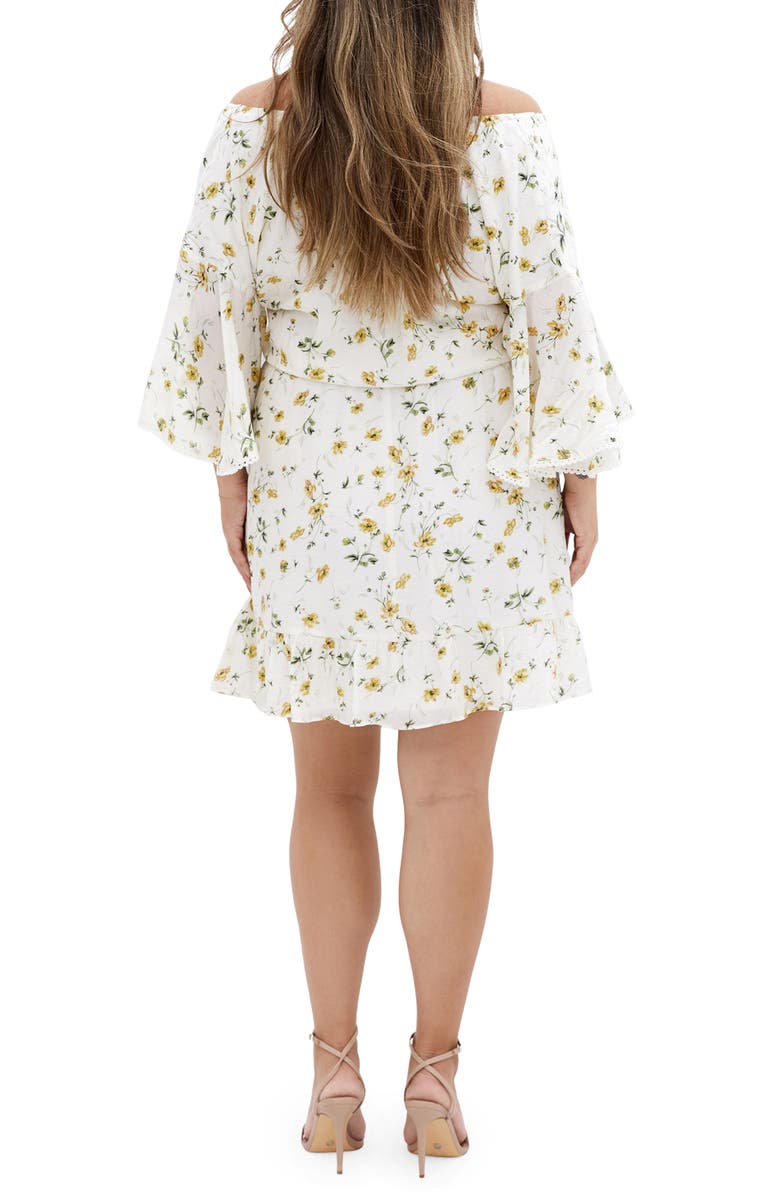 City Chic Ayanna Floral Short Sleeve Dress, Alternate, color, Daisy Chain