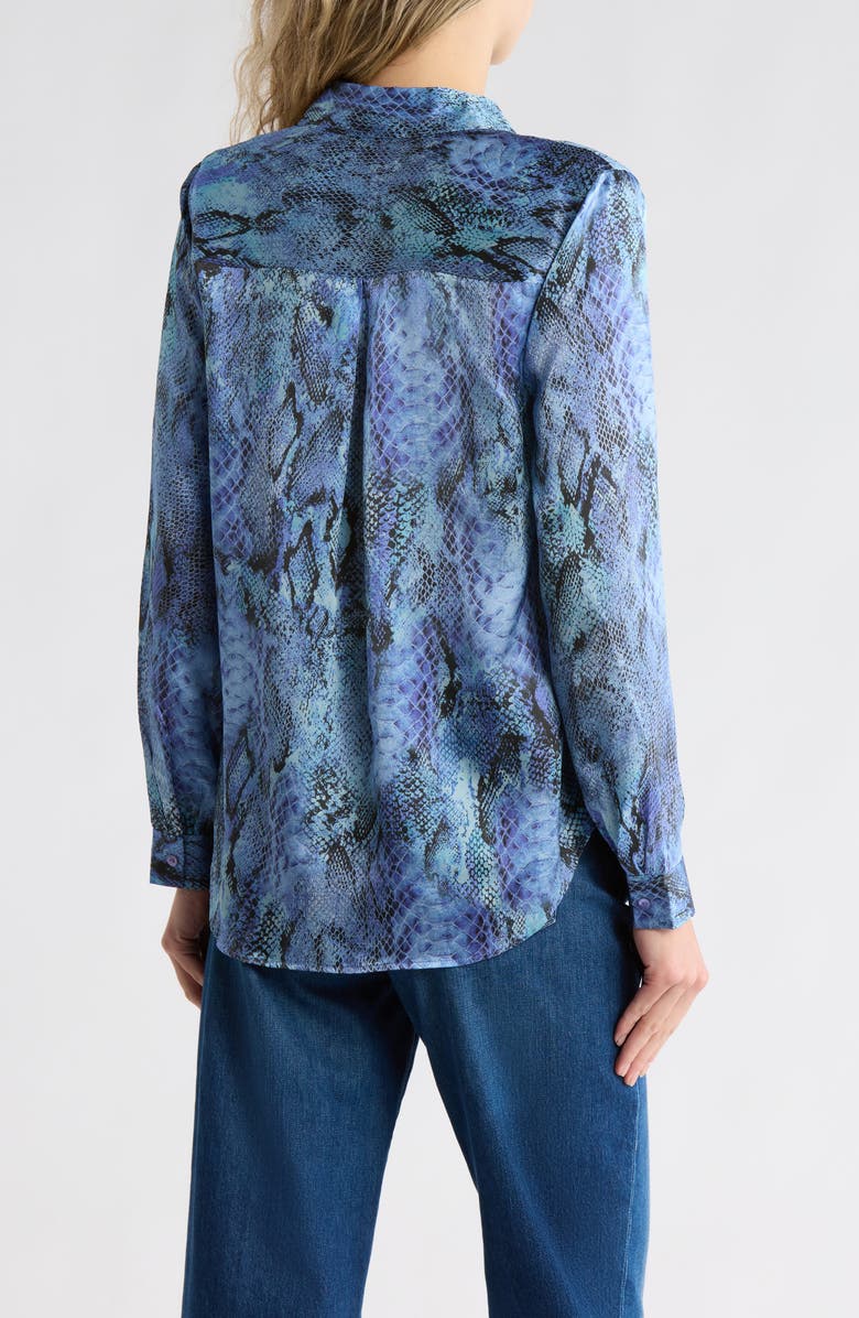 L'AGENCE Tyler Snakeskin Print Silk Button-Up Shirt, Alternate, color, 