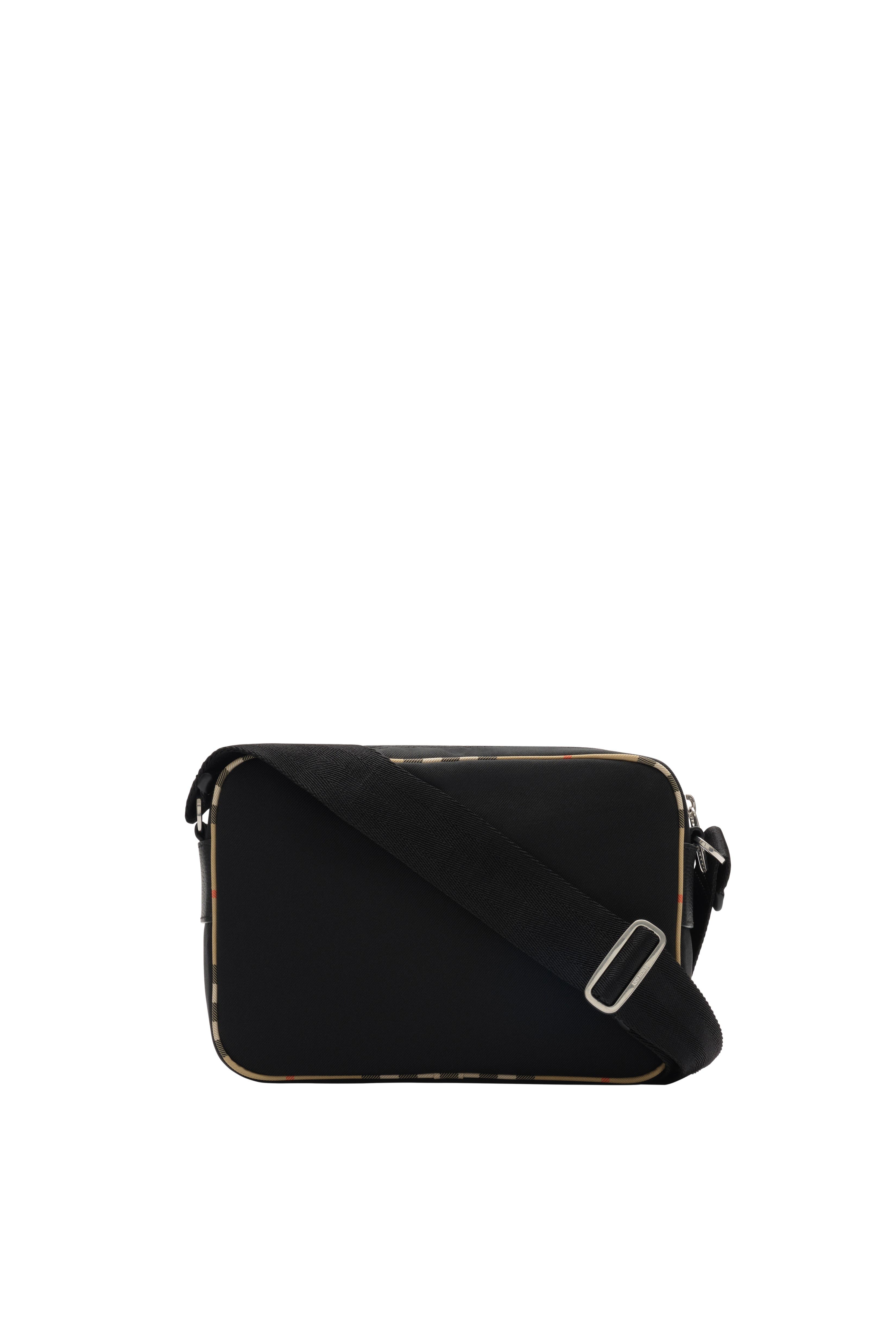 Burberry Check Trim Crossbody Bag, Alternate, color, Black