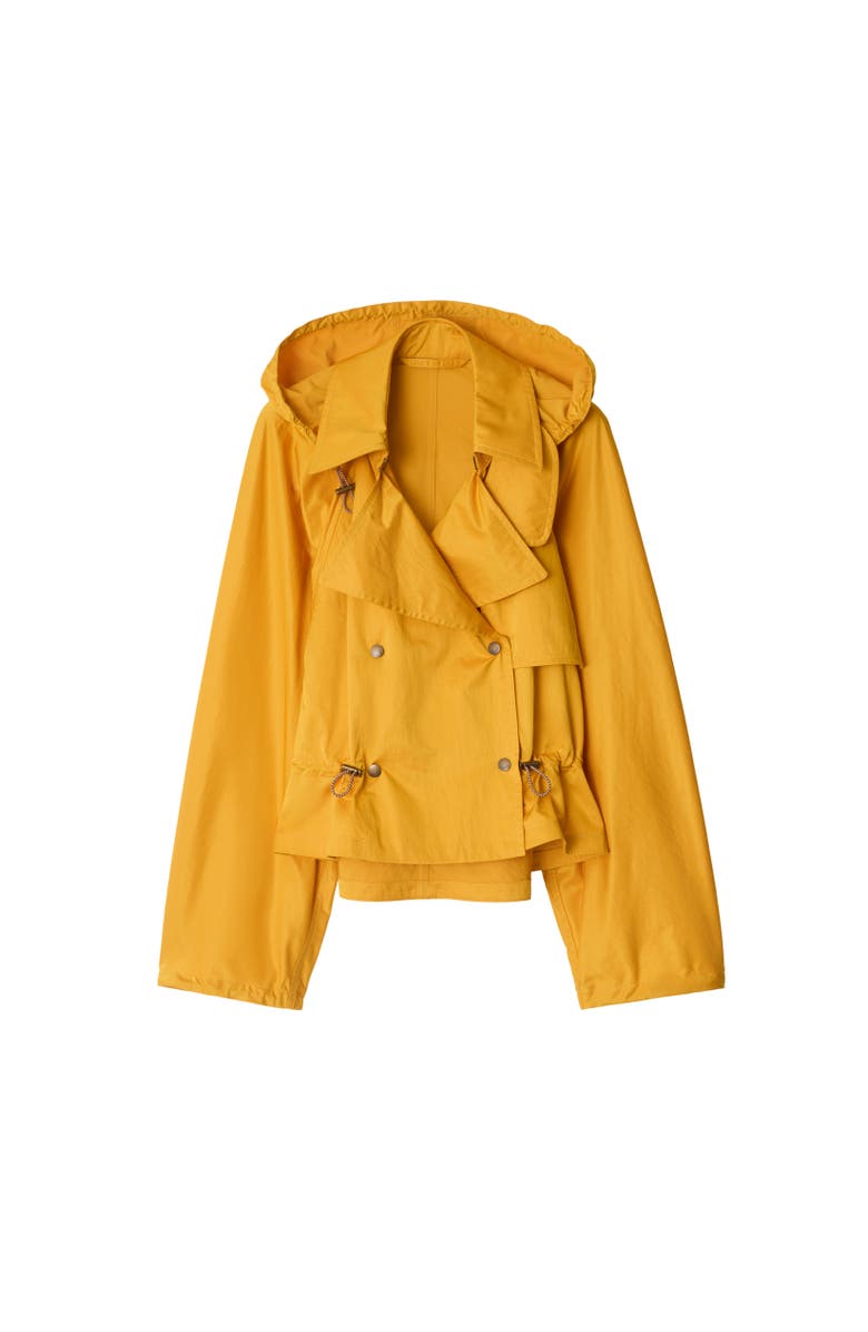 Burberry Satin Hooded Trench Jacket, Alternate, color, Pear