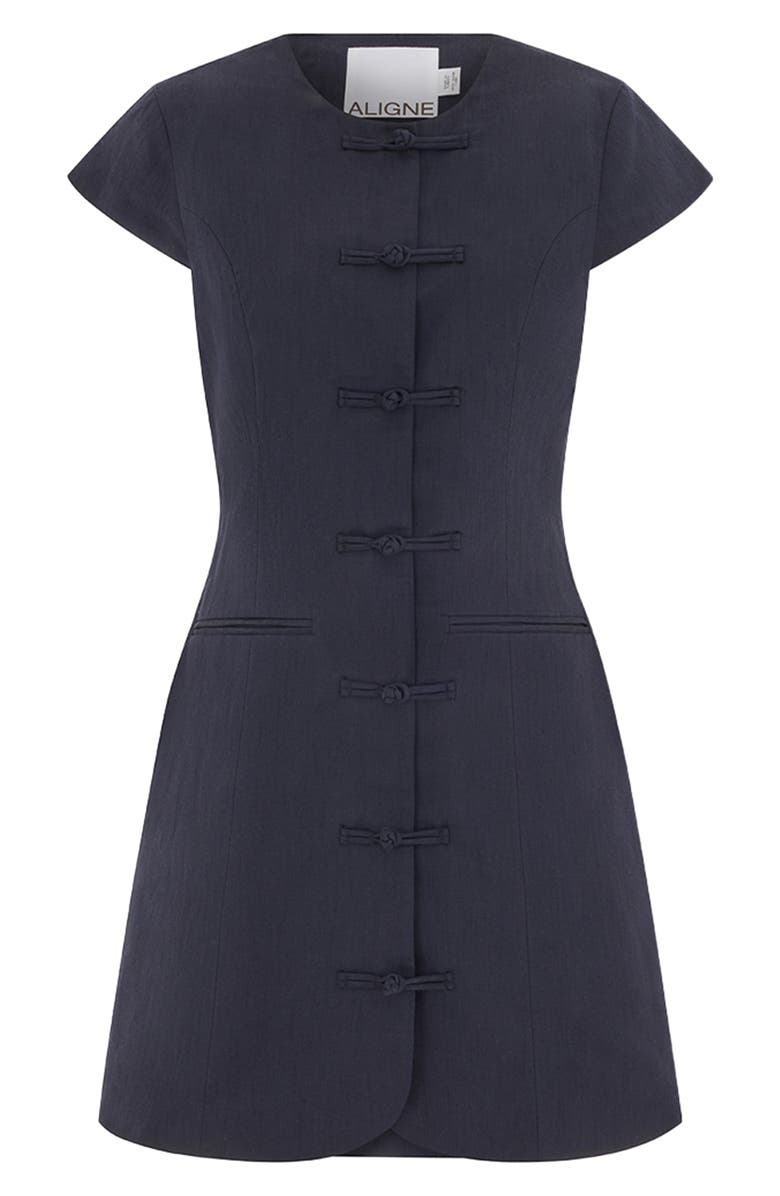 ALIGNE Jennie Cap Sleeve Cotton & Linen Minidress, Alternate, color, Navy