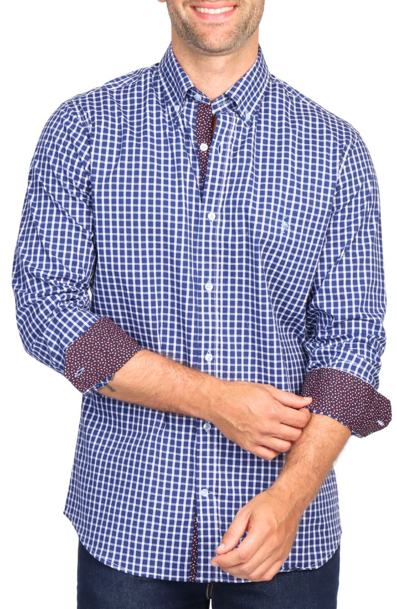 TailorByrd Regular Fit Windowpane Stretch Cotton Button-Down Shirt, Alternate, color,