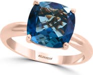 EFFY 14K Rose Gold Cushion Cut London Blue Topaz Ring