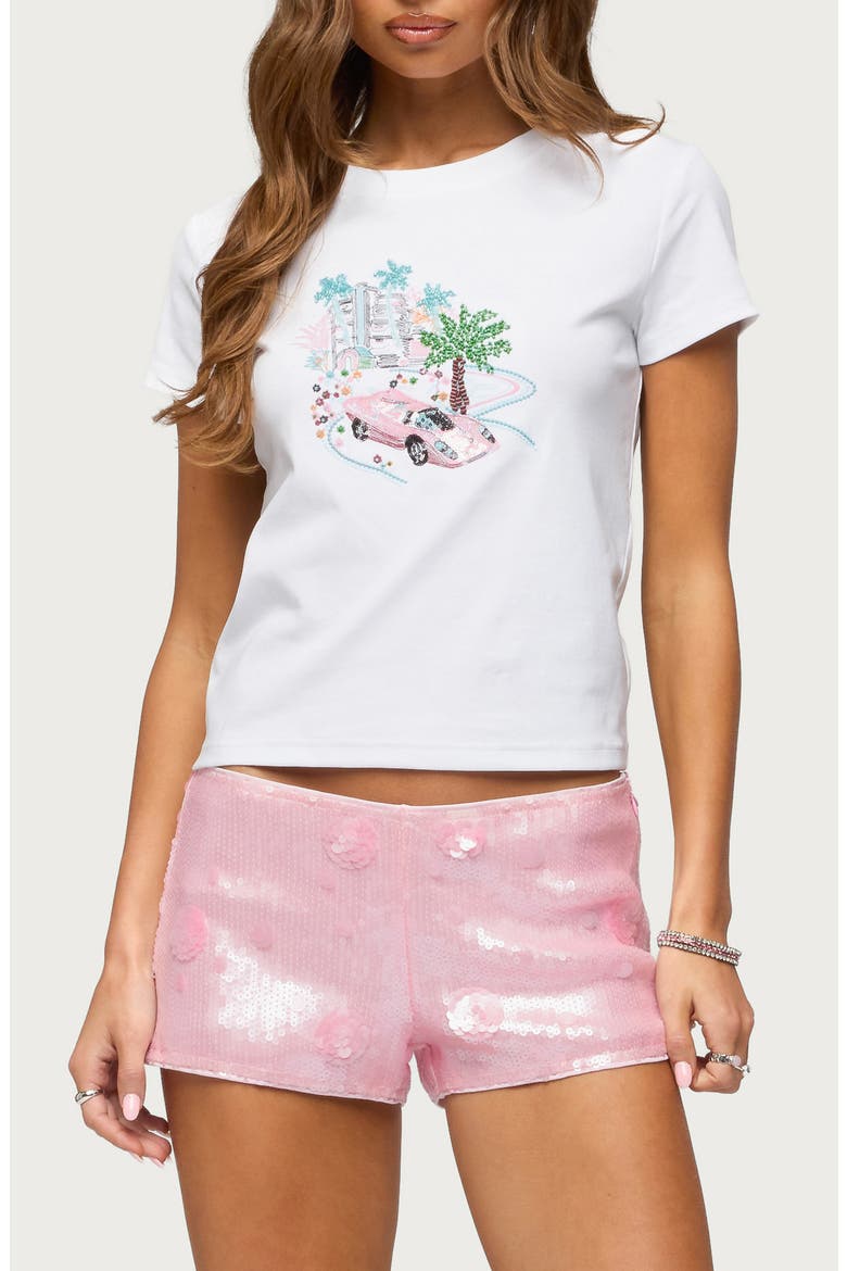 City Angel Beaded Baby Tee, Main, color, WHITE