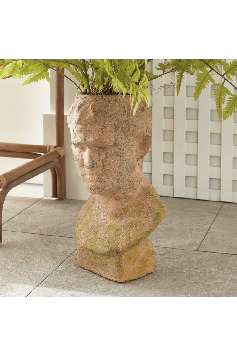 Weathered Garden Male Bust Planter, Alternate, color, Brown