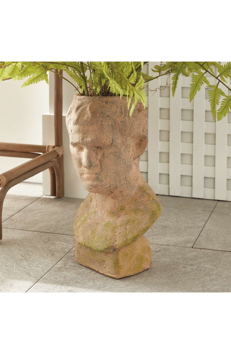 Napa Home & Garden Weathered Garden Male Bust Planter, Alternate, color, Brown