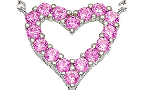 Lily Nily Open Heart Cubic Zirconia Pendant Necklace In Pink
