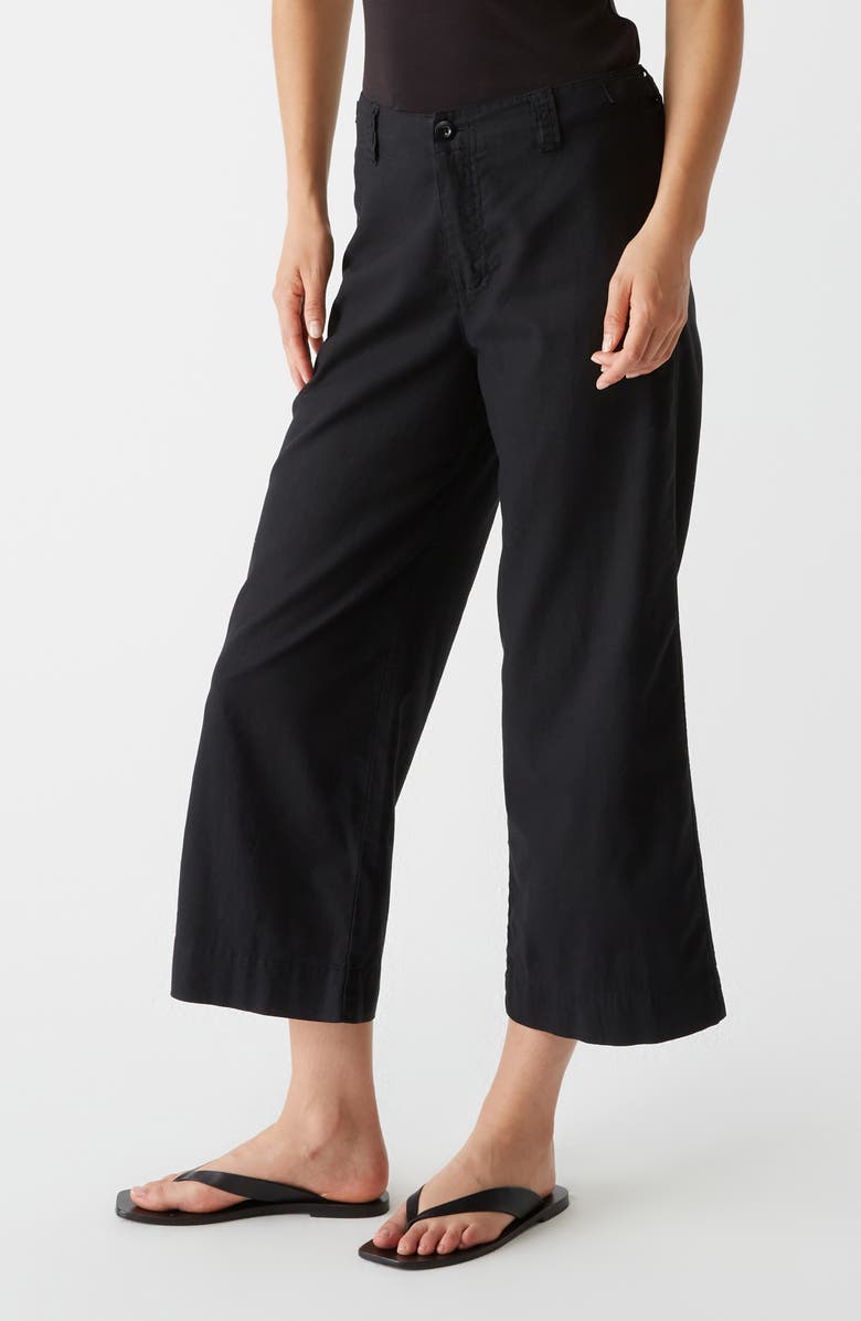 Michael Stars Geraldine Straight Leg Linen & Cotton Pants, Alternate, color, Black
