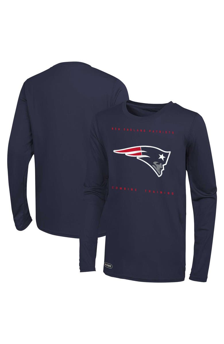 Outerstuff Men's Navy New England Patriots Side Drill Long Sleeve T-Shirt, Alternate, color, Navy