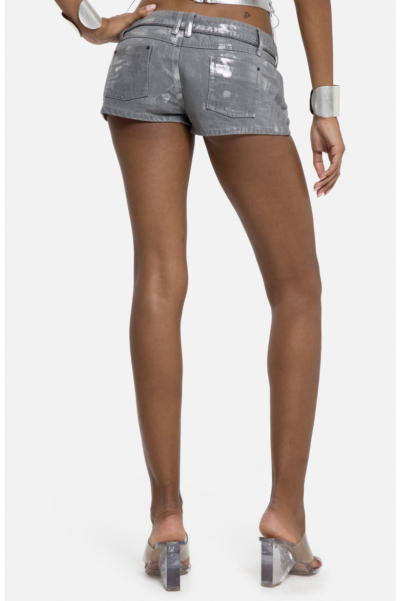 Foil Low Waist Micro Shorts, Alternate, color, GREY