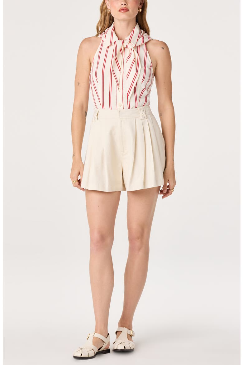 Adrianna Stripe Cotton Halter Top, Alternate, color, RED STRIPE