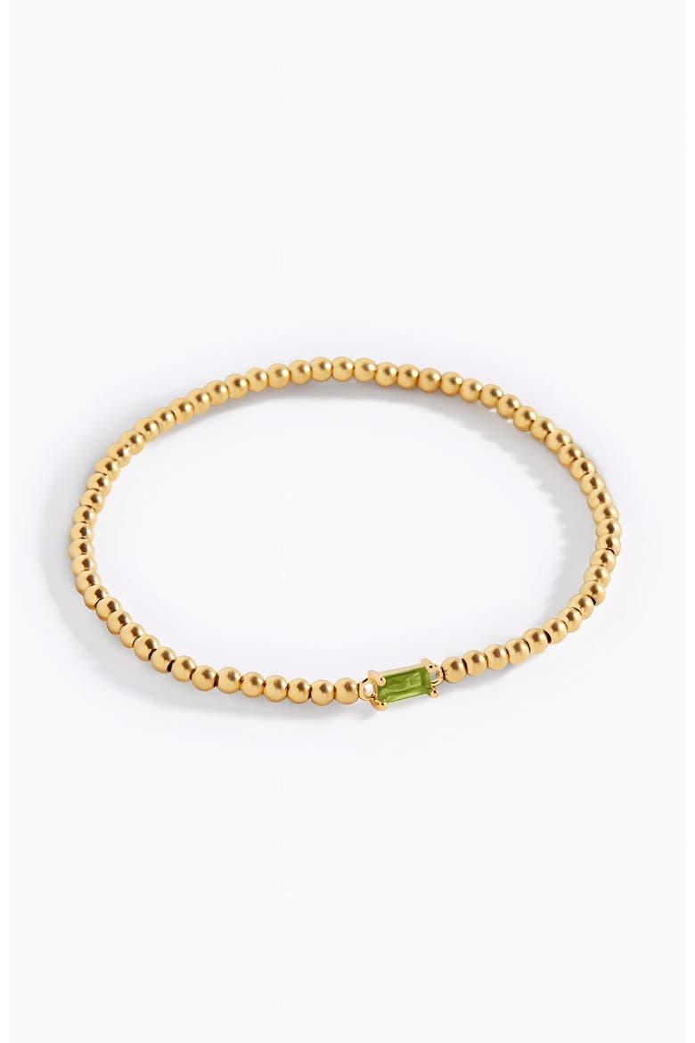 Gold Beaded Birthstone Bracelet, Alternate, color, August Peridot