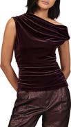 Reiss Demi Velvet Asymmetric Neck Top