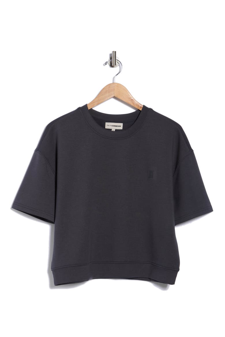 Short Sleeve Scuba T-Shirt, Alternate, color, EBONY/ SHADOW BLACK