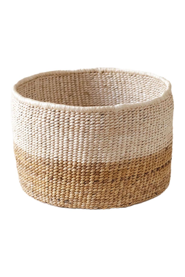 Two-Tone Banana Leaf Small Basket, Alternate, color, Neutral