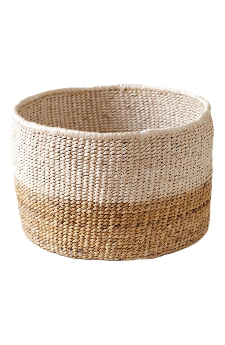 indego africa Two-Tone Banana Leaf Small Basket, Alternate, color, Neutral