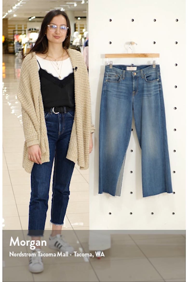 JEN7 High Waist Contrast Panel Crop Wide Leg Jeans video