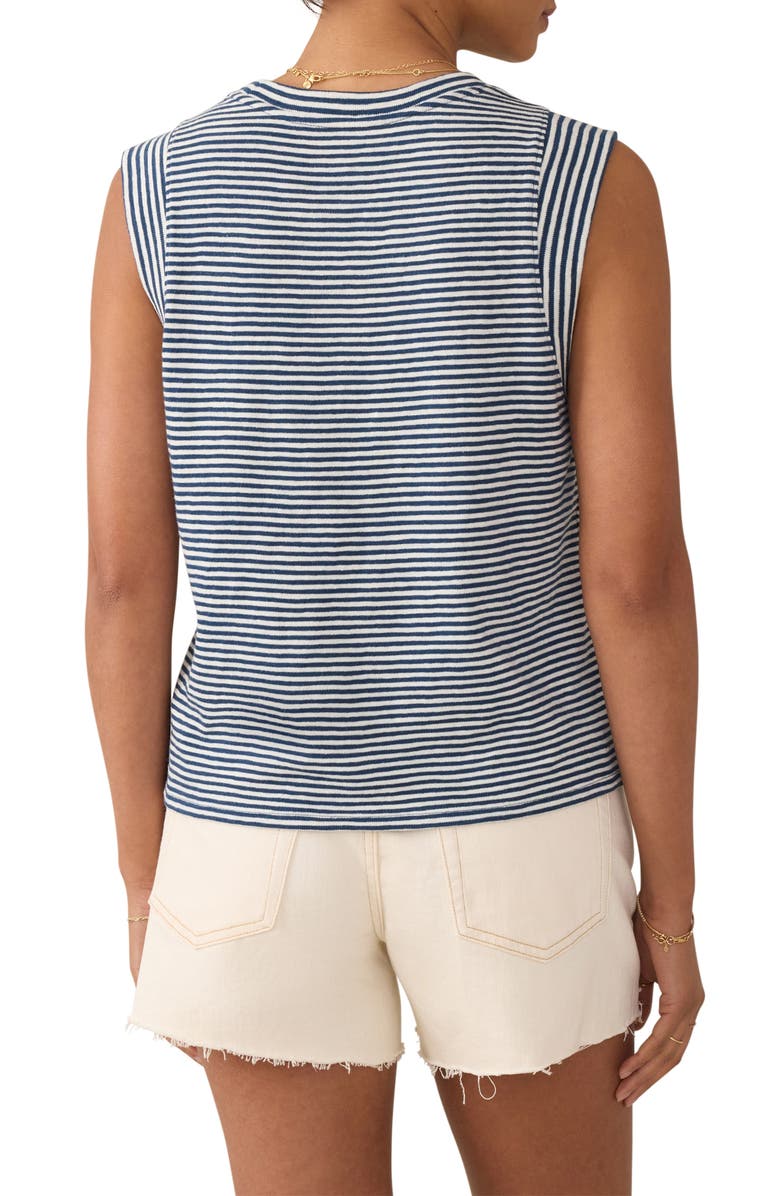 Faherty Sunwashed Stripe Organic Cotton Slub Muscle Tank, Alternate, color, Titan Stripe