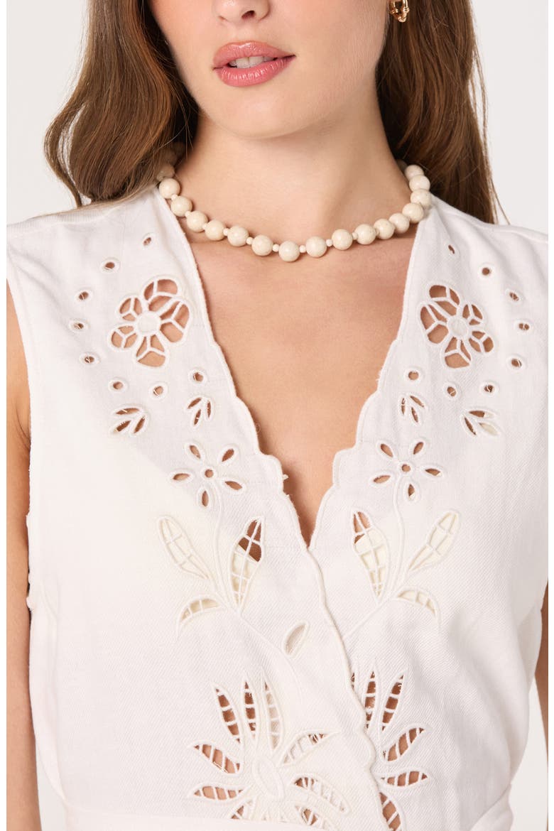 Greta Embroidered Cotton & Linen Vest, Alternate, color, WHITE