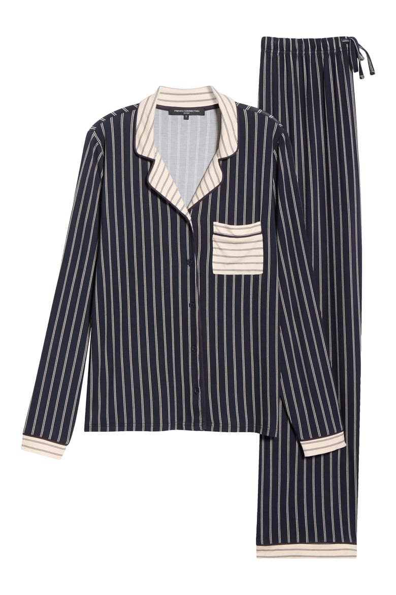 Stripe Pocket Pajamas, Alternate, color, BLUE/ CREAM STRIPE