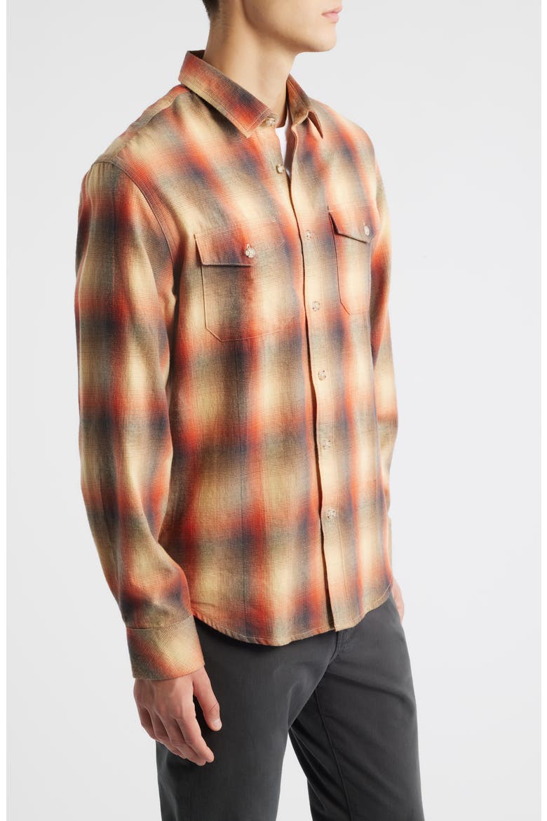 Ranchero Modern Fit Plaid Cotton Button-Up Shirt, Alternate, color, PUMPKIN