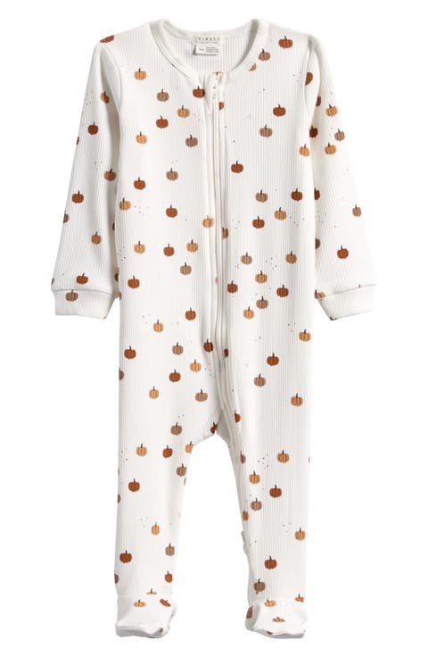 Pumpkin Print Stretch Organic Cotton Footie (Baby)