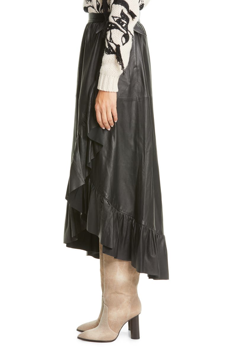 Zimmermann Ladybeetle Leather Midi Wrap Skirt, Alternate, color, 