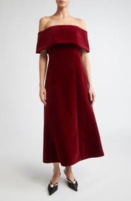 Emilia Wickstead Carita Off the Shoulder Velvet Gown