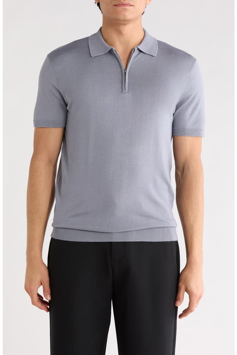 Quarter Zip Polo Sweater, Main, color, LT. GREY