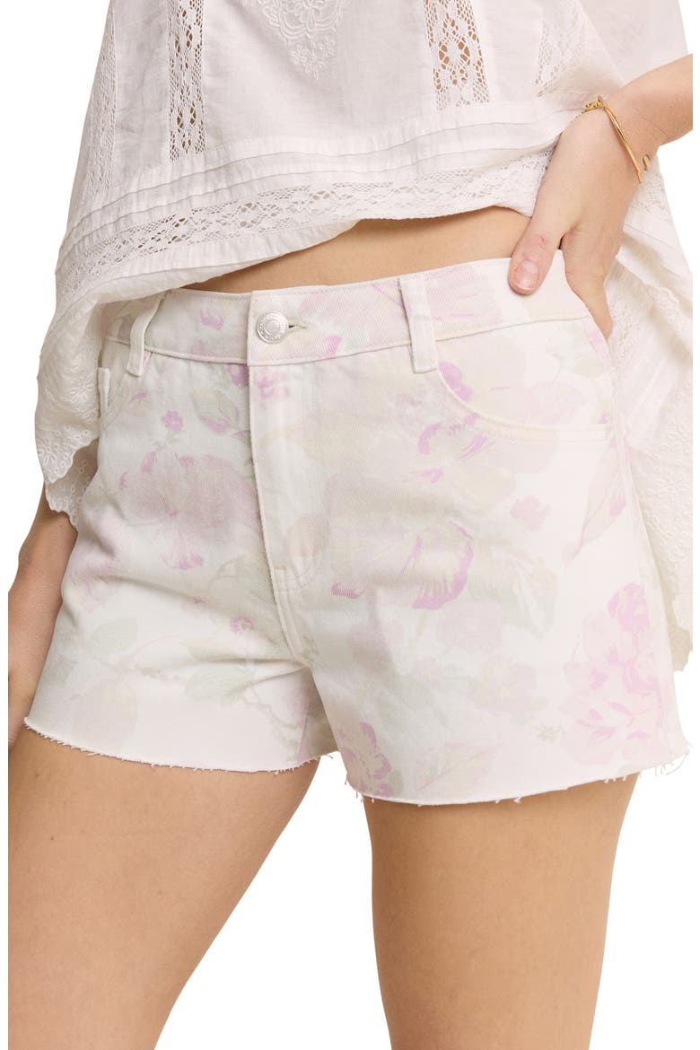 Regent Floral Print Denim Shorts, Main, color, WHITE MULTI