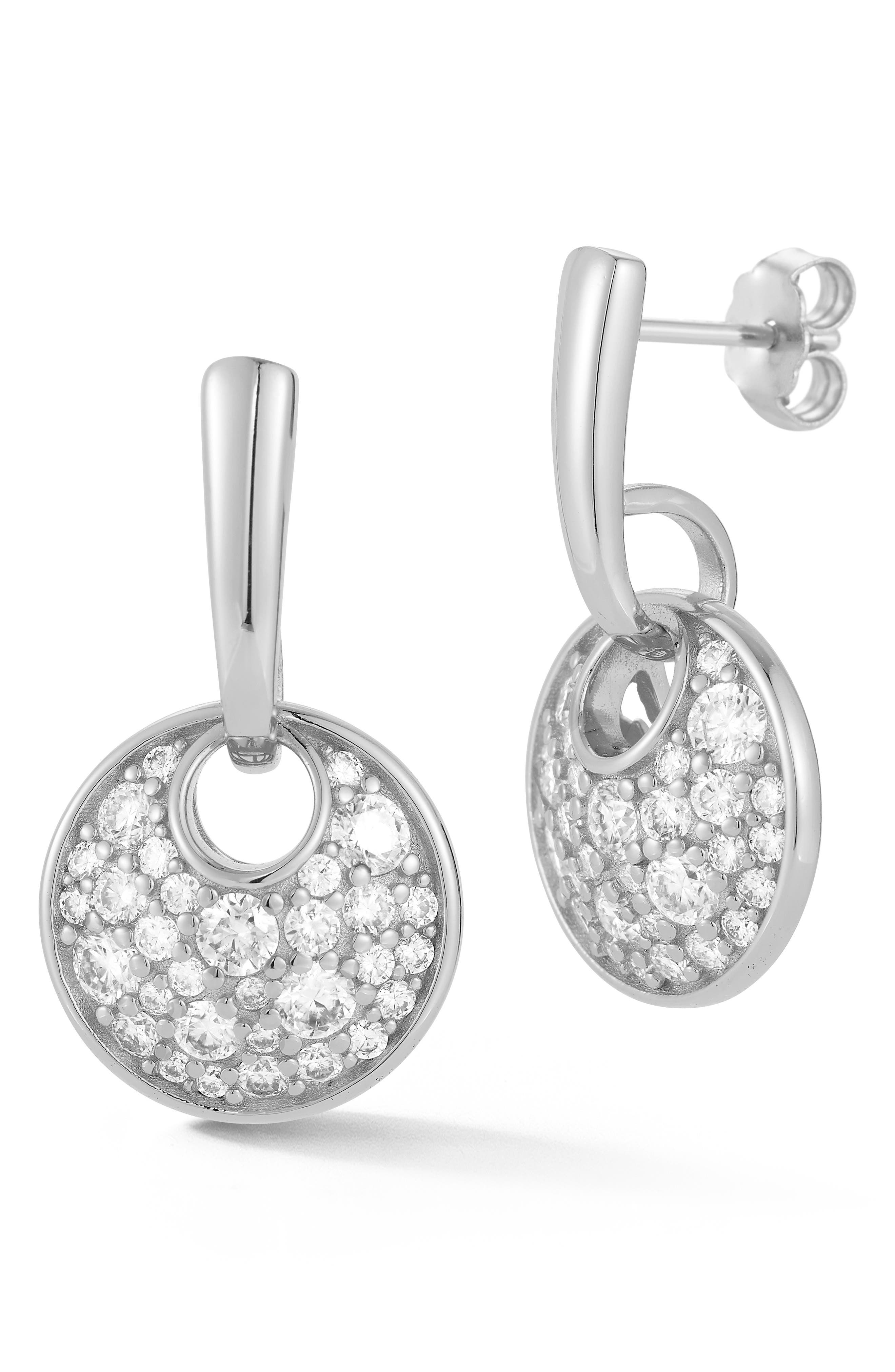 Moissanite Disc Drop Earrings