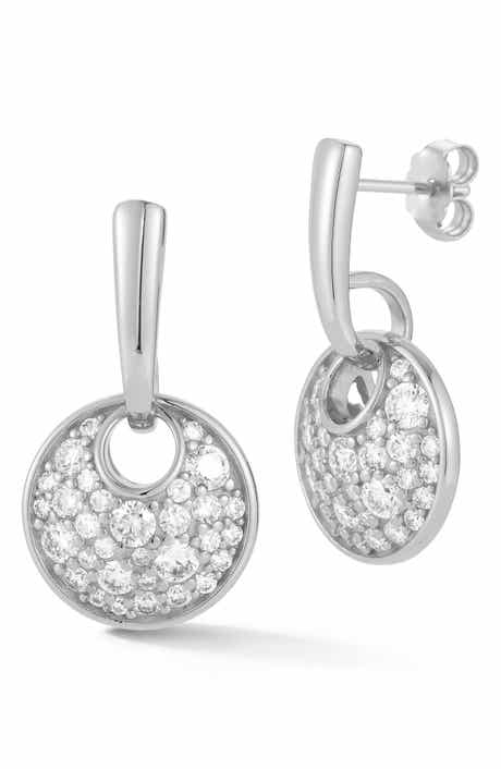 Moissanite Disc Drop Earrings