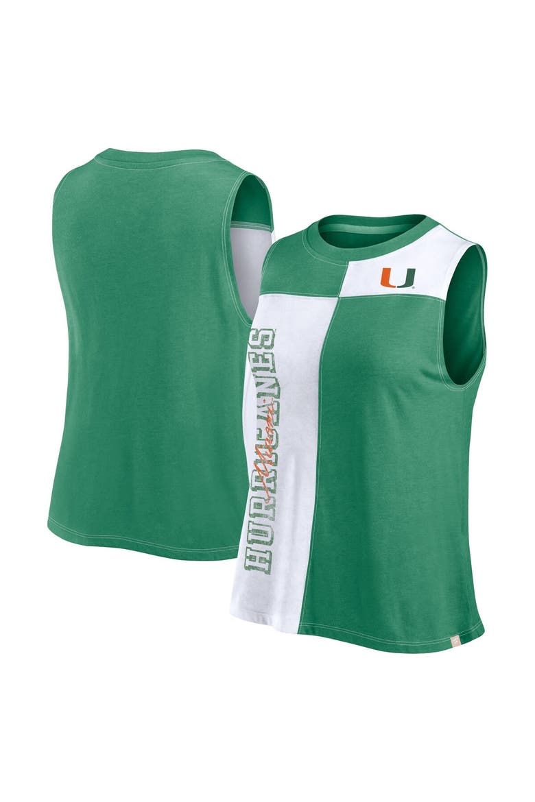 Women's Fanatics Branded Green/White Miami Hurricanes Colorblock High Neck Tank Top, Main, color, Green