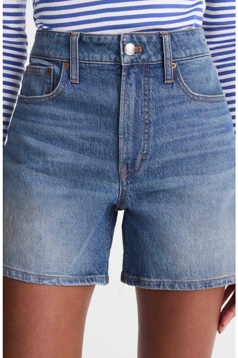 The Perfect Vintage High Waist Mid Length Denim Shorts, Alternate, color, IRMO WASH