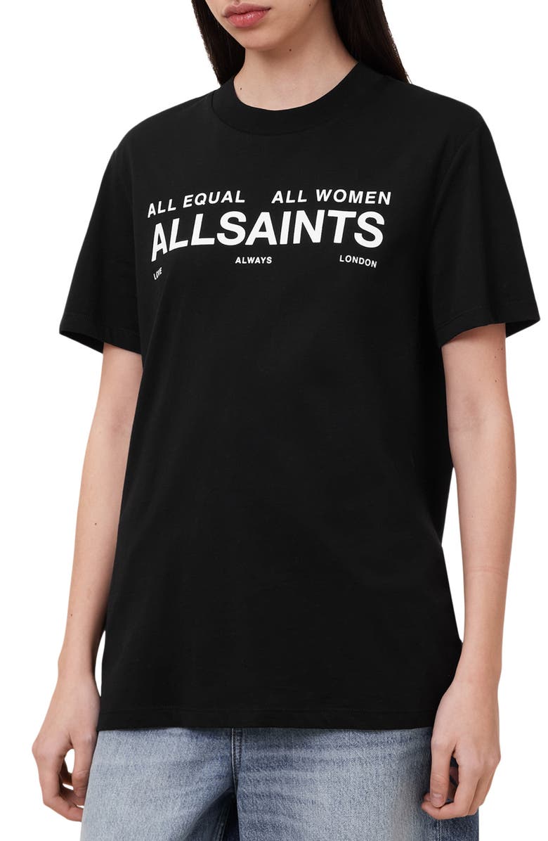AllSaints IWD All Equal Cotton Graphic T-Shirt, Main, color, Black
