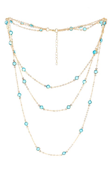Crystal Glass Three-Layer Necklace
